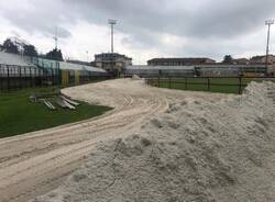 E' arrivata la sabbia allo stadio, prende forma il Campo del Palio di Legnano