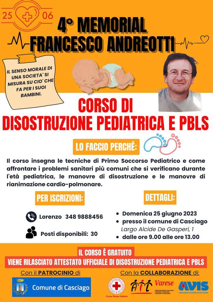 Formazione al primo soccorso, la famiglia Andreotti ricorda Francesco formando 40 persone