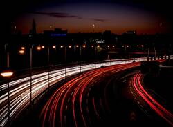 lavori autostrada strada notte