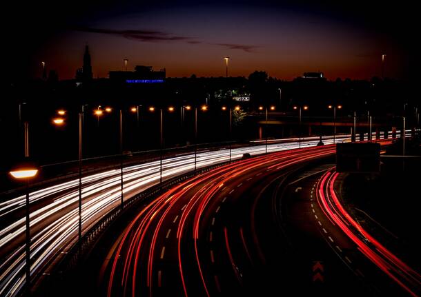 lavori autostrada strada notte