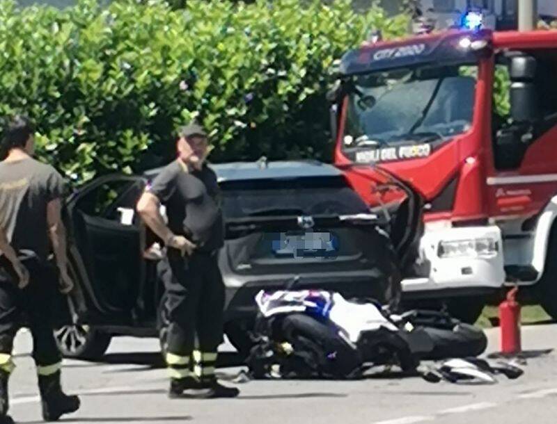 L\'incidente auto - moto di Mesenzana