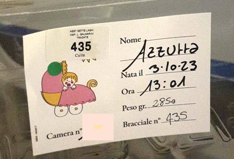 Ben arrivata Azzurra!