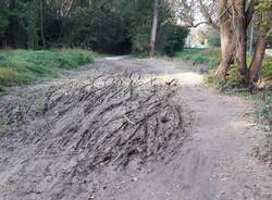 Pista ciclabile invasa dal fango