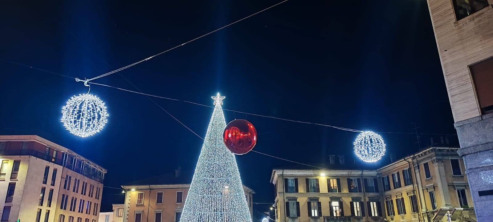 L\'accensione del grande albero in piazza a Gallarate