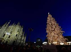 Illuminato l'albero di Natale in piazza Duomo a Milano