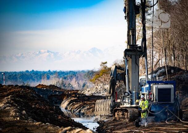 Il cantiere della ferrovia Gallarate-Malpensa a gennaio 2024