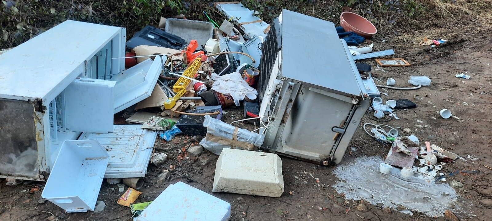 Una montagna di rifiuti abbandonata nel bosco a Varese