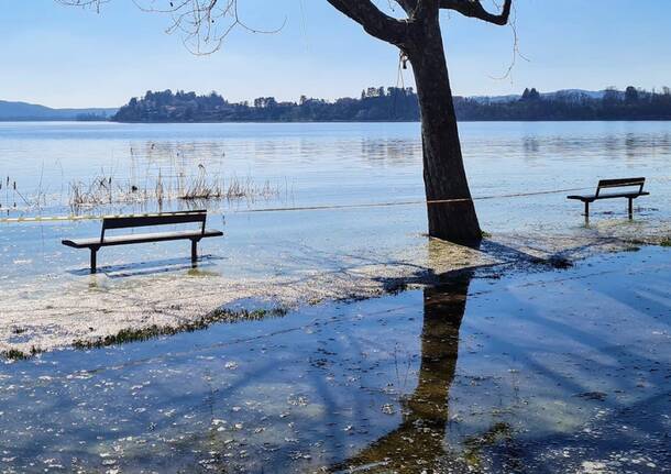 lungo lago Gavirate piena