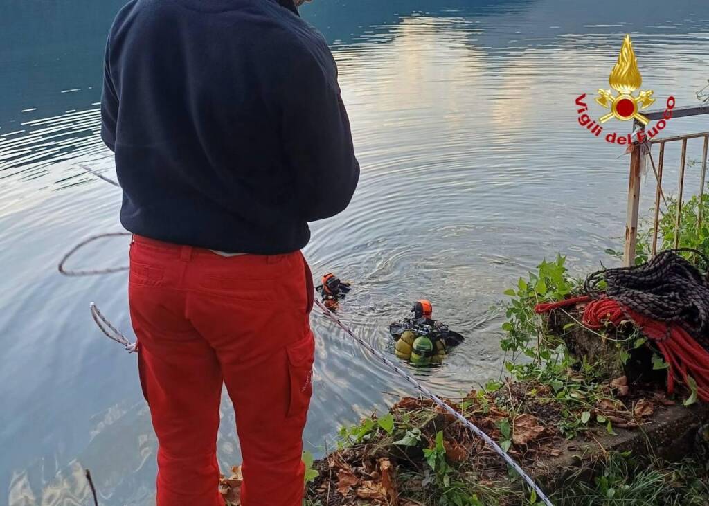 Abbattono un albero e finiscono nel lago con l’auto a Brusimpiano