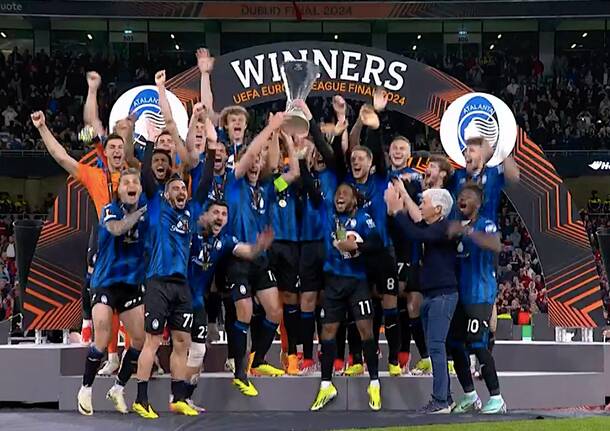 I festeggiamenti per la vittoria dell’Atalanta in Europa League