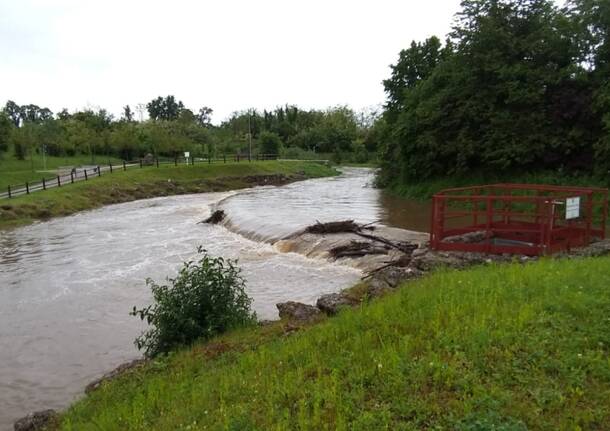 Le vasche di laminazione di Lomazzo piene d’acqua