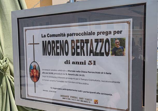 Lacrime al funerale di Moreno Bertazzo