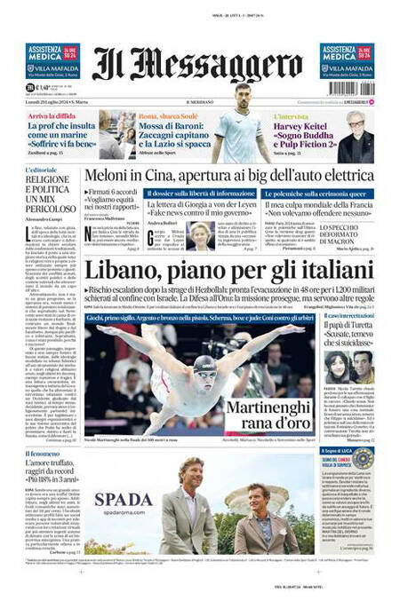 Il trionfo di Martinenghi sui giornali di tutta Italia