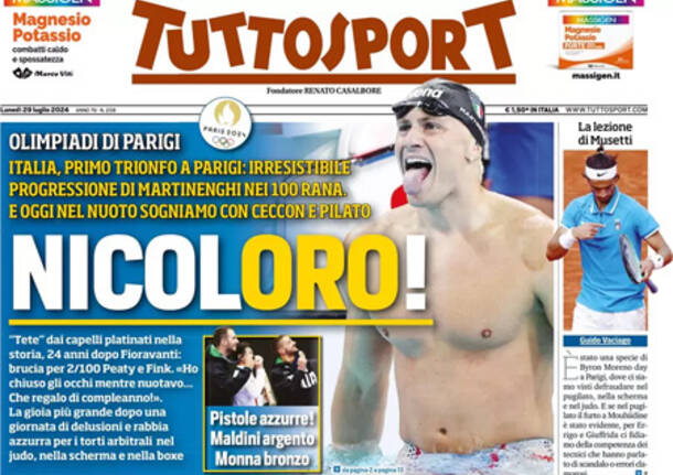 Il trionfo di Martinenghi sui giornali di tutta Italia