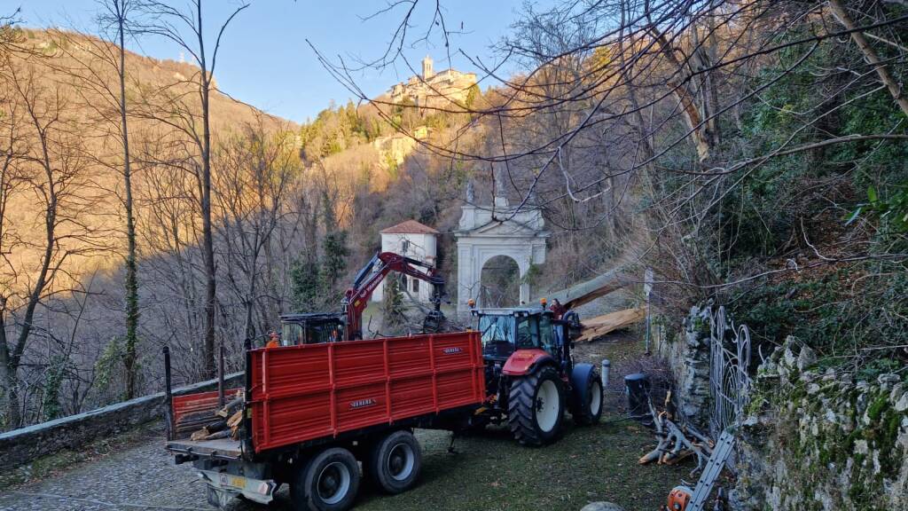 Rimosso l'albero caduto che bloccava la salita al sacro Monte