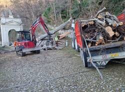 Rimosso l'albero caduto che bloccava la salita al sacro Monte