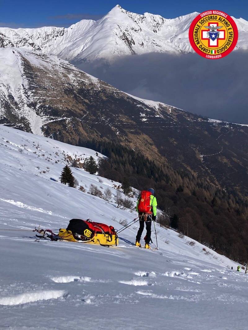 Esercitazione dei soccorritori del Soccorso Alpino in Val di Rezzo