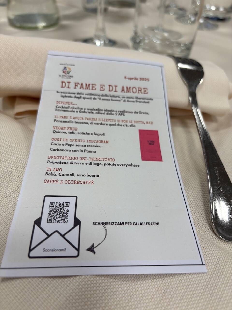 Una cena speciale conclude la settimana della lettura al Falcone