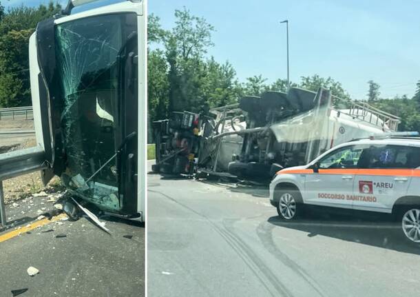 camion cisterna ribaltamento vergiate