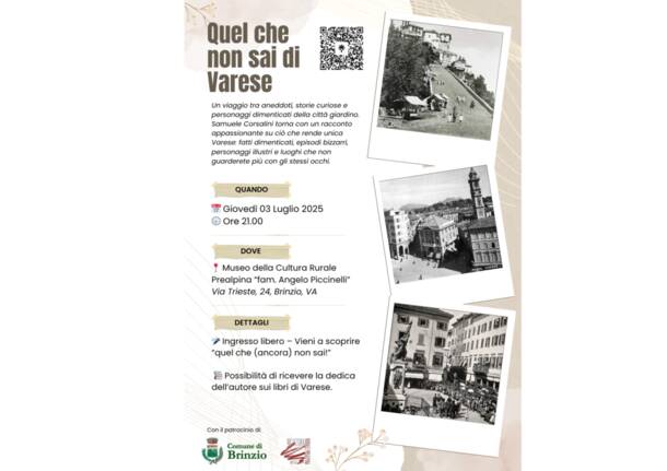 Brinzio incontra Samuele Corsalini e \"Quel che non sai di Varese\"