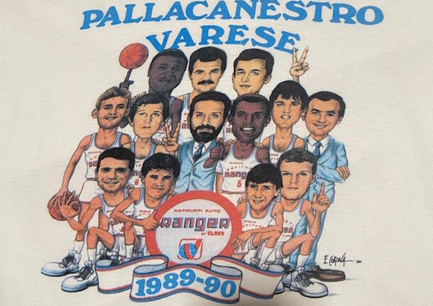 Le magliette con le caricature dei giocatori nella storia della Pallacanestro Varese