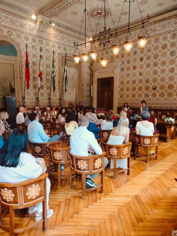 Festa in Polizia Locale a Legnano per le nozze di Marco Rossetti 