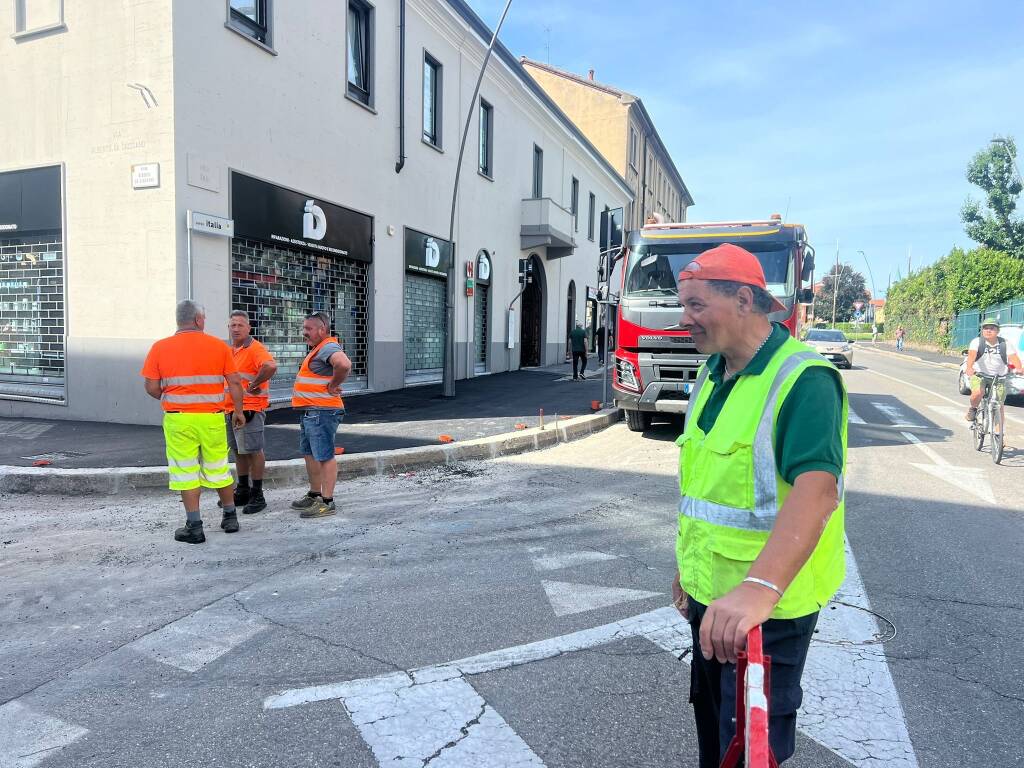 Lavori per l’attraversamento in via Giussano a Legnano