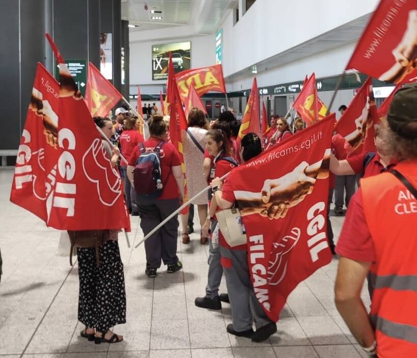 Protesta addetti pulizie malpensa 8 agosto 