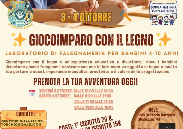 GiocoImparo con il legno – laboratorio di falegnameria per bambini