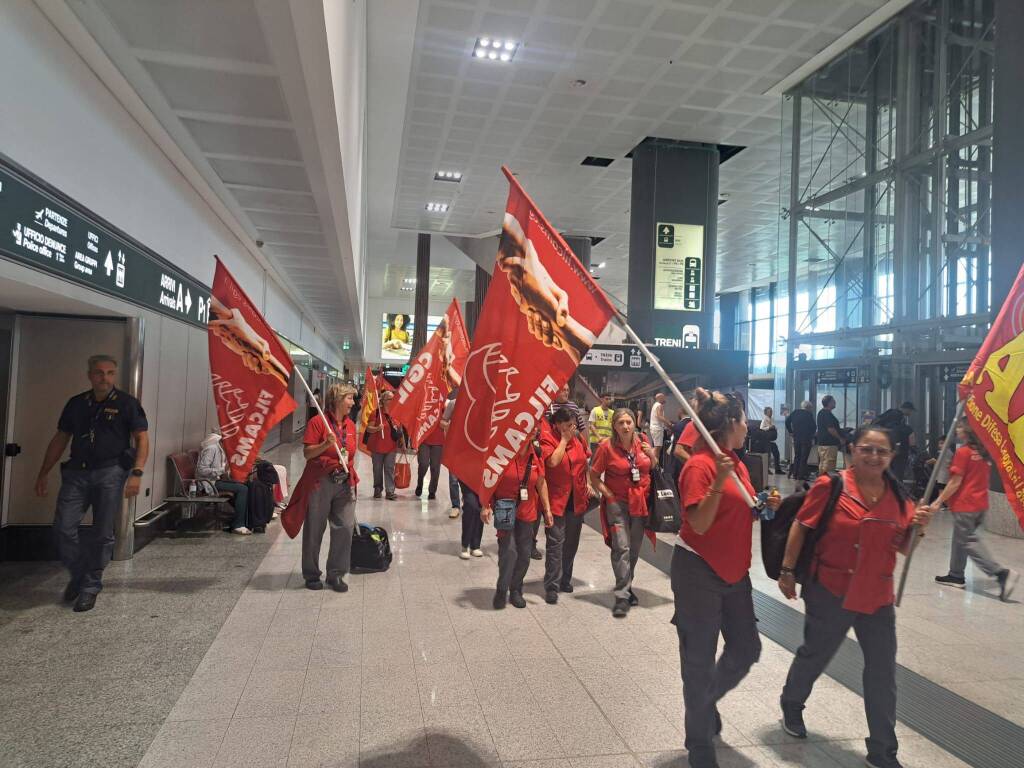 Protesta addette pulizia scalo Malpensa 6 settembre 20205