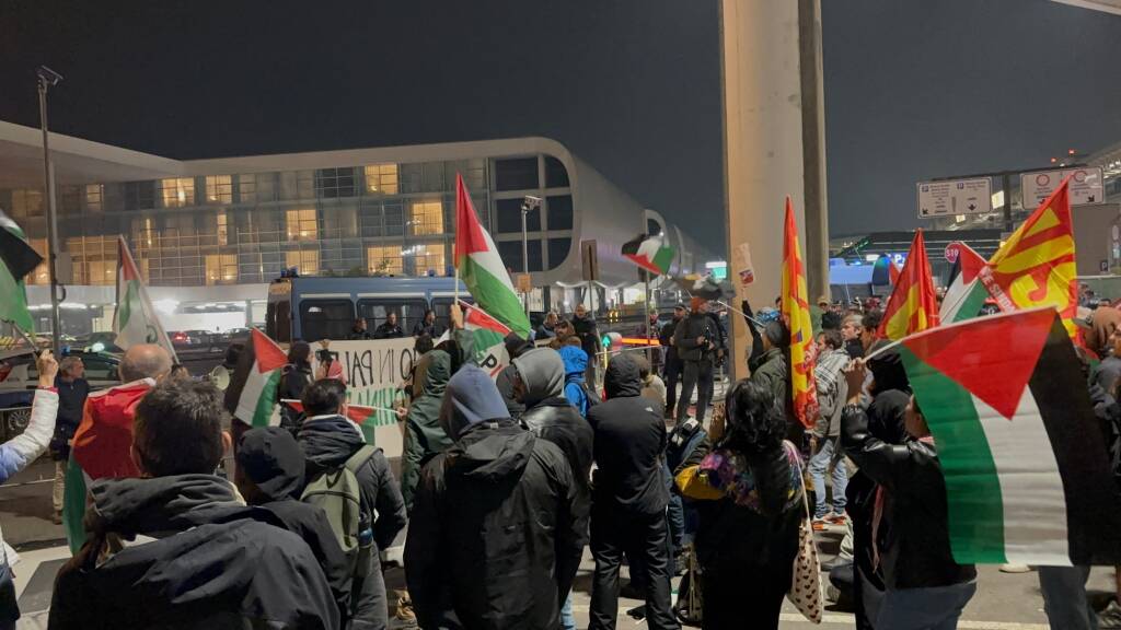 Protesta Palestina Malpensa 