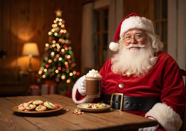 Babbo Natale beve la cioccolata