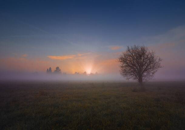 Tramonto con nebbia a Gerenzano